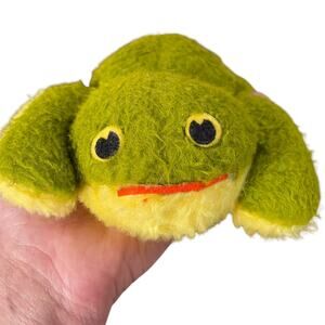 Vintage Pillow Pets Dardanelle Frog Plush Green Bean Bag Felt Face Stuffed Toy